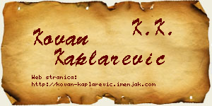 Kovan Kaplarević vizit kartica